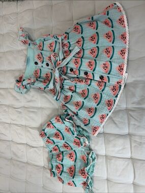 Children's Watermelon Print Matching Set - Mint & Coral